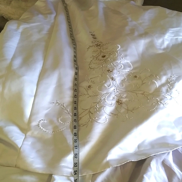 SOLD. Alfred Angelo Beaded Satin Wedding Gown with Red Trim - Picture 11 of 17